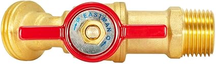 12 Inch MIP Brass Male Hose Bibb, 34 Inch MHT Outlet, Quarter Turn Shut Off Valve, 48600