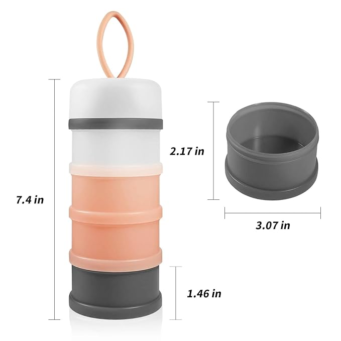 Baby Formula Dispenser on The Go, Portable Formula Container to Go, Non-Spill Stackable BPA Free Baby Kids Snack Containers - Pink