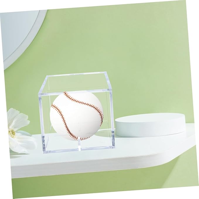 2Pcs Transparent Baseball Display Case with Stand Baseball Holder for Collectibles and Memorabilia for Home and Sports Enthusiasts