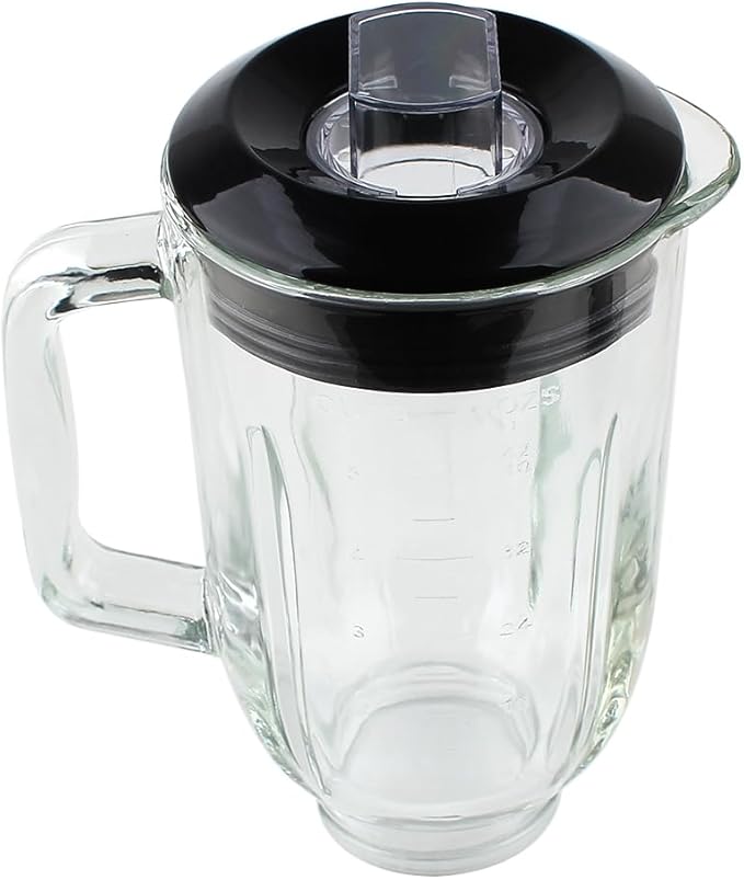 Replacement Parts 5-Cup Glass Jar with Base Collar Ring and Blade,Compatible with BLACK&DECKER 10-Speed Blender BL2010BP/BL2020