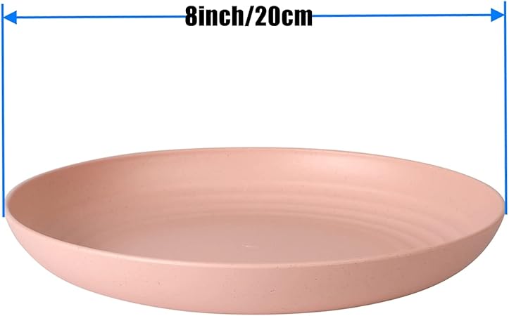 Wheat Straw Plates Lightweight Unbreakable Dinner Dishes Plates Set Dishwasher Microwave Safe (Large 4 Pack 8')