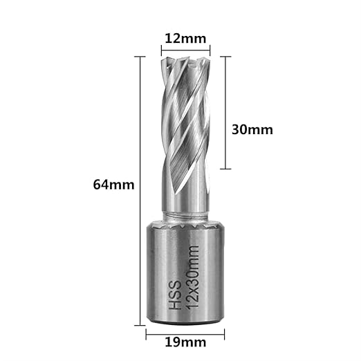 Shank HSS Annular Drill Bit 12-42x30mm TiN Coated Hollow Drill Bit for Metal Cutting Weldon Shank Core Drill Bit