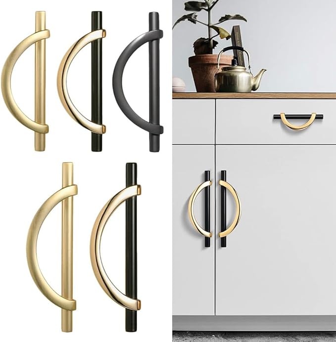 Luxury Kitchen Wardrobe Hardware Cupboard Door handle Drawer Pulls Furniture Handles Cabinet Handle - (Color: gold-128mm)