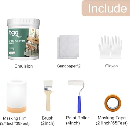 tgg Wood Furniture Paint-chalk paint for furniture,wood paint All in One paint kitchen cabinet paint,countertop paint-non toxic,No Sanding or Priming (Black)