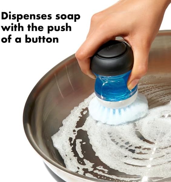 OXO Good Grips Soap Dispensing Palm Brush, BlackClearWhite