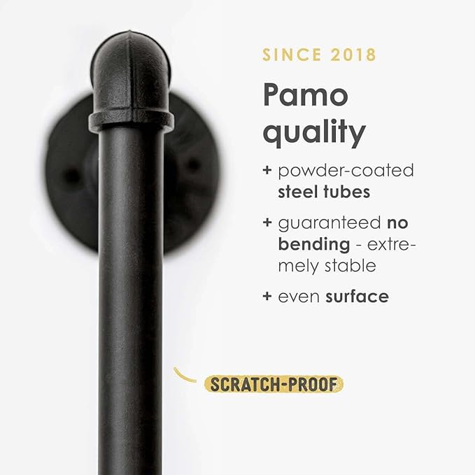 pamo Malleable Cast Iron Fitting Angle 90 Degrees - 34 Inch for DIY Clothes Rail in Industrial Loft Design 90 Angle Elbow Powder Coated Water Pipe in Black for Do-It-Yourself Wardrobe