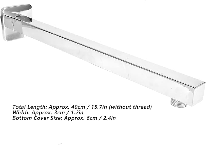 Shower Extension,G1/2in Stainless Steel Shower Head Extension Rod WallMounted Rainfall Shower Arm