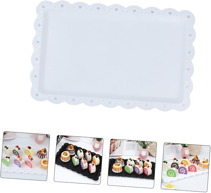2 Pcs Cake Tray Plate Holder Serving Baking Showcase Dessert Party Trays and Platters Cake Platter Tray for Food Plastic White