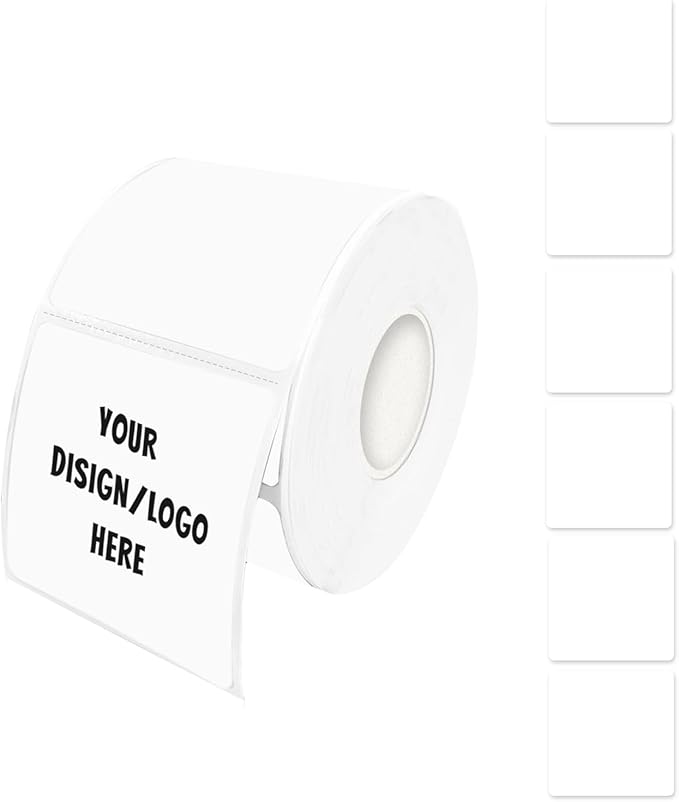 2"x2" White Square Thermal Label Stickers, Self-Adhesive Square Direct Thermal Labels,500 Sheets with Perforation Line in ROLL
