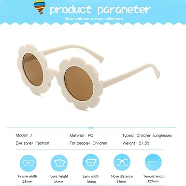 Round flower Sunglasses for Kids Girl Boys Matte Coloful Sunflower Shades Outdoors UV400 Protection Eyewear