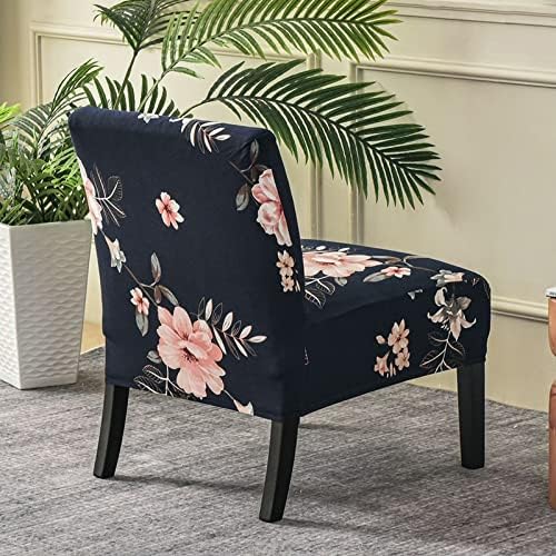 Velvet Armless Accent Chair Covers Black Extra Large Stretch Accent Slipper Chair Slipcover Non-Slip Sofa Covers Removable Chair Furniture Protecto Cover for Living Room Hotel
