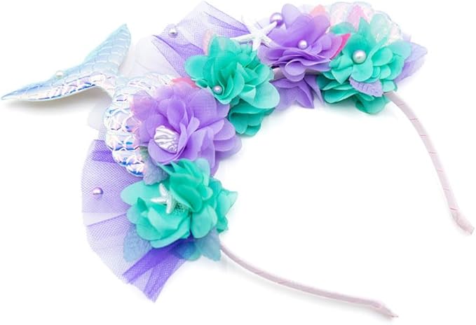 Girls Princess Mermaid Dress up Accessories for Girls Ariel Crown Headband Halloween Christmas Party Favors for Kids (Headband)