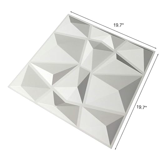 Art3d 19.7"x19.7" (Pack Of 12) Wall Panel 3D Pyramid, White