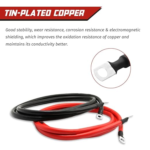 2 AWG Battery Cable 2AWG Gauge Pure Copper Battery Inverter Cables with 516 in Lugs Both Ends Power Inverter Wire Set for Automotive Solar Marine Boat RV Car Motorcycle Red and Black (5FT)