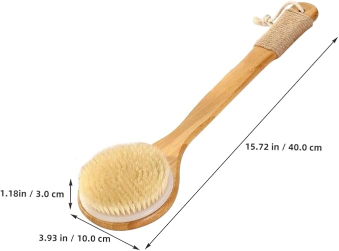 Body Exfoliation Brush Shower Brush Long Handle Back Scrubber Wooden Handle Gentle for Skin Easy to Store