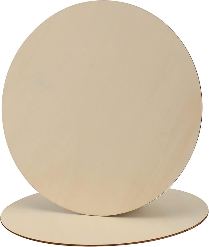 HOZEON 30 PCS 10 Inch Wood Circles for Crafts, Round Wood Discs, Unfinished Blank Wood Slices Wooden Cutouts for Door Hangers, Home Decorations, Art and Craft, Christmas Gifts