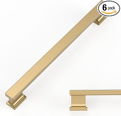 Amerdeco 6 Pack Champagne Bronze Cabinet Pulls 7 Inch Hole Center Gold Drawer Pulls Cabinet Hardware Kitchen Cabinet Handles for Bathroom Dresser Pulls ZH00013