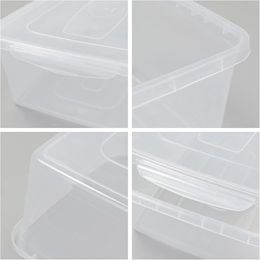 Morcte 4-Pack 14 L Basic Clear Plastic Storage Box with Clear Lid, Clear Storage Bin