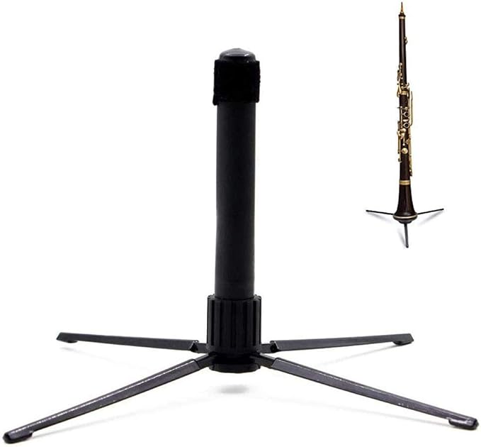 Liyafy Portable Flute Stand Holder Metal Foldable Support 4-Leg Stand Wind Instrument Accessory Black