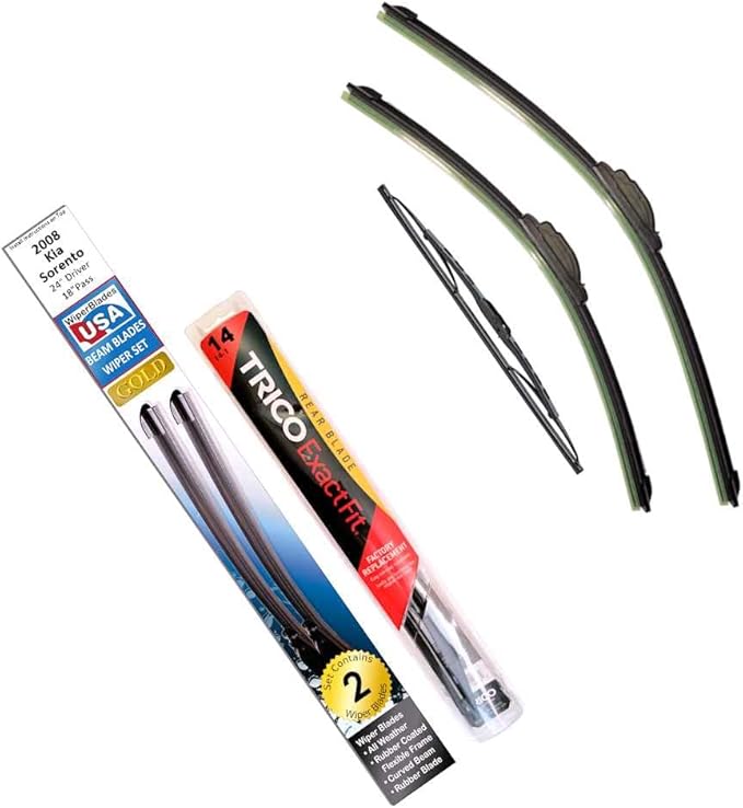 Beam Blade Wipers Replacement Set for 2008 Kia Sorento wRear - WiperBladesUSA Gold Beam Wiper Blades Wipers Set