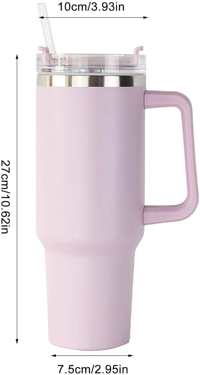 Thermal Insulated Water Bottle, 1180 ml, Stainless Steel Insulated Bottle, Leakproof Insulated Water Bottle with Handle and Straw, Leakproof Coffee Cup for Home, Office, Car, Travel, Sports Gym