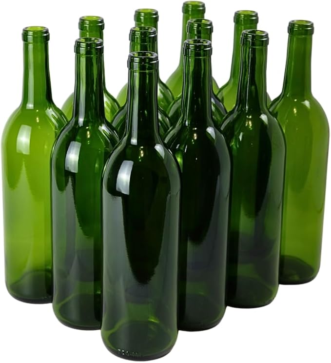 FastRack - W5 Wine Bottles, Bordeaux Liquor Bottles, Green Wine Bottles, 750 ml Empty Bottles, Empty Bottles for Drinks, 12 per Case