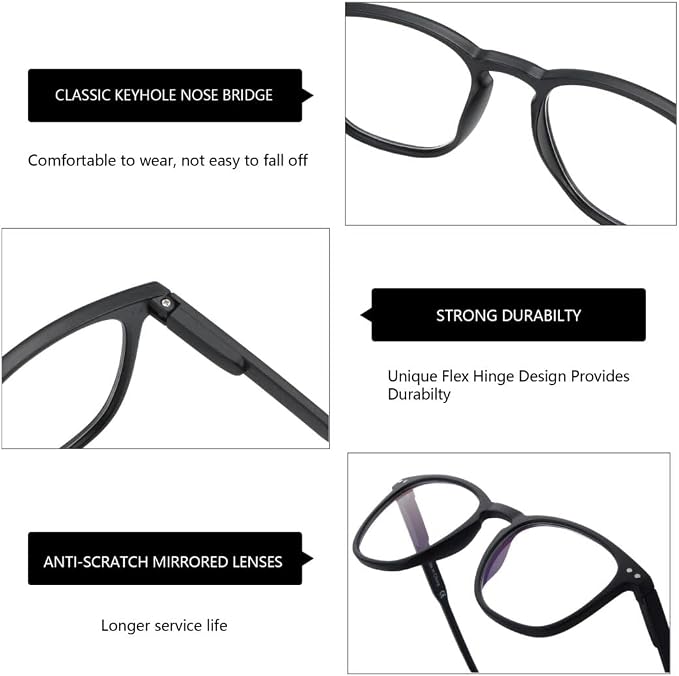 BLUEMOKY Reading Glasses for Women Men, Blue Light Blocking Glasses 2 Pack, Computer Readers, Spring Hinge