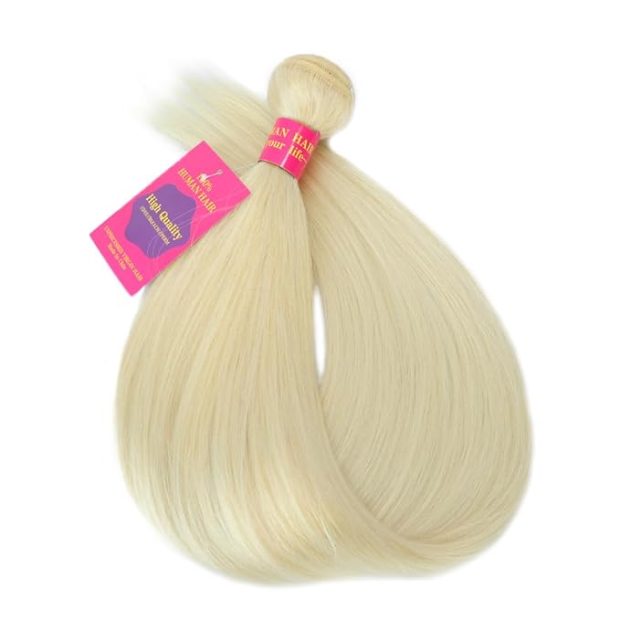 613 Bundles Human Hair Straight Blonde Human Hair Bundles 14A Grade Brazilian Virgin Human Hair Bundles 1 Bundle Blonde Weave Bundles Human Hair 100g (28 Inch)
