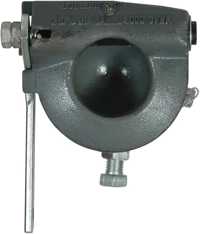 Bulldog Round Gooseneck Coupler with Easy Grip Locking Handle and Tight Ball Fit for Automotive and Trailer Coupler Parts, Grey