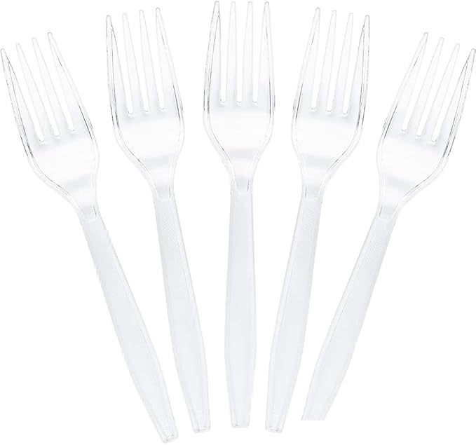 100pcs 4.7inch Plastic Clear Mini Forks Disposable Tasting Forks for Appetizer Fruit Dessert Cake Home Kitchen Party Accessories