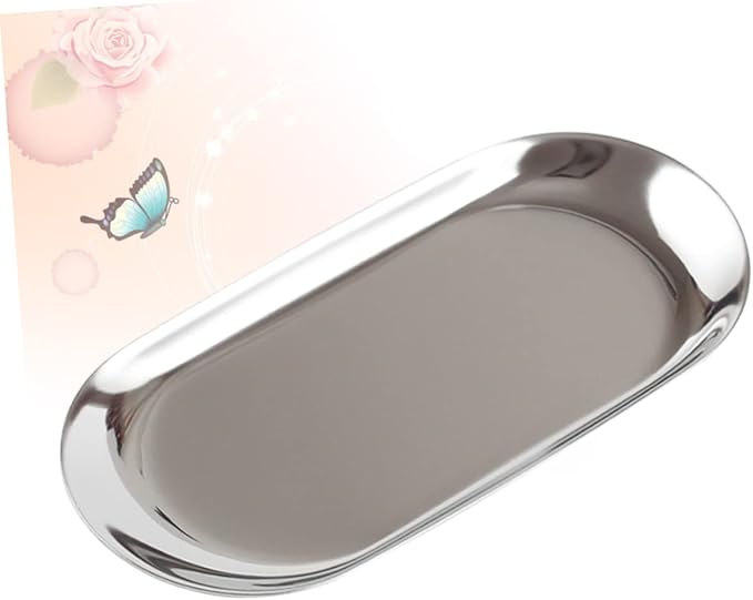 Nordic Wind Large Jewelry Storage Tray Mirror Polished Stainless Steel Snack Tray for Home
