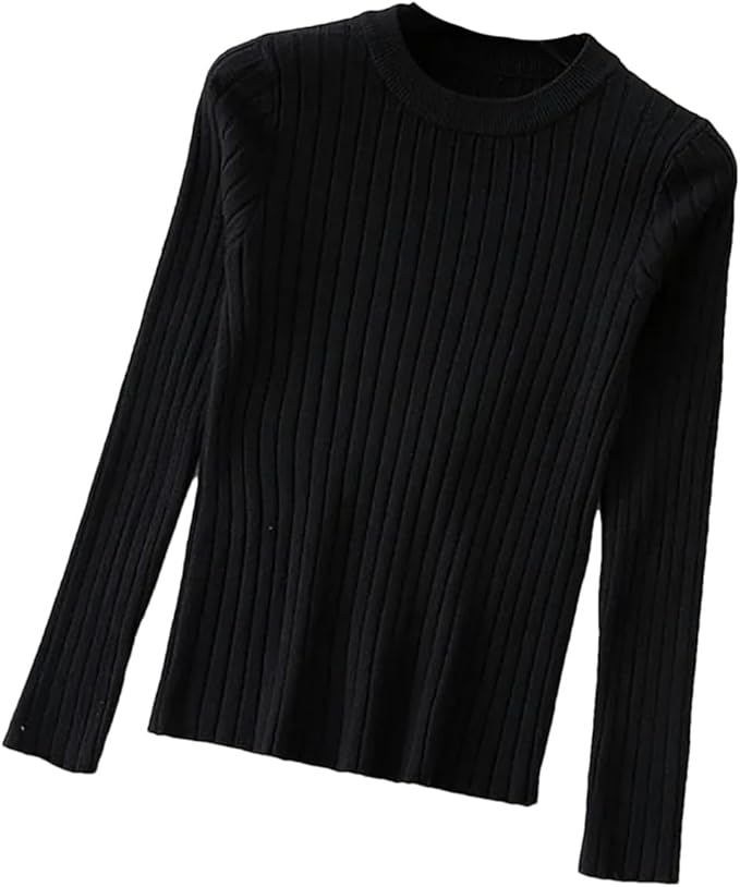 Knit Soft Jumper Tops Autumn Winter O-Neck Pullovers Sweaters Long Sleeve Slim-Fit Tight Sweater