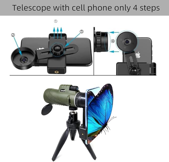 12x50 Monocular Telescope High Power Bak4 Prism IPX5 Waterproof for Stargazing Bird Watching Hunting Camping Hiking Concert Soccer Game, YMT3