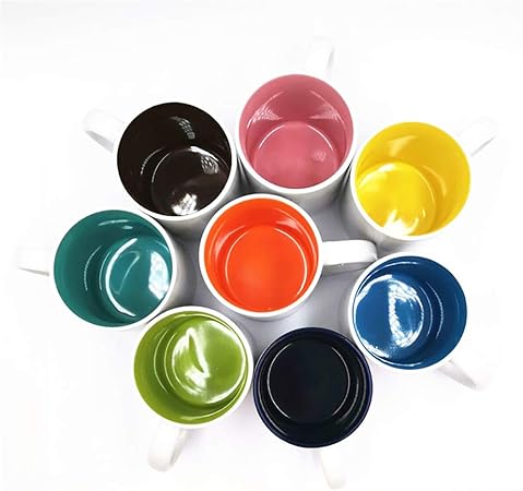 Outer white inner color straight ceramic cup 11oz color glaze mug (yellow)