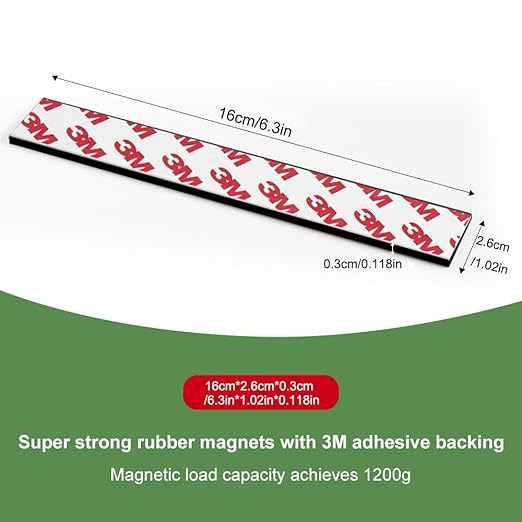 Magnetic Strips with Adhesive Backing, Strong Magnet Tape for Crafts, DIY Projects, and Organization, Flat Package (8 PCS, 6.3''x1''x0.118'')