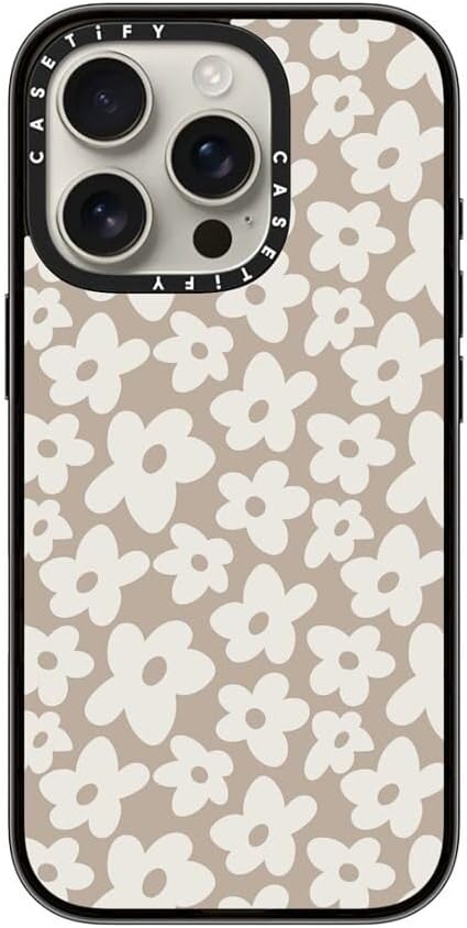 CASETiFY Compact iPhone 16 Pro Case 4 ft. 2X Military Grade Drop ProtectionSlimLightweight - Natural Flower - Clear Black