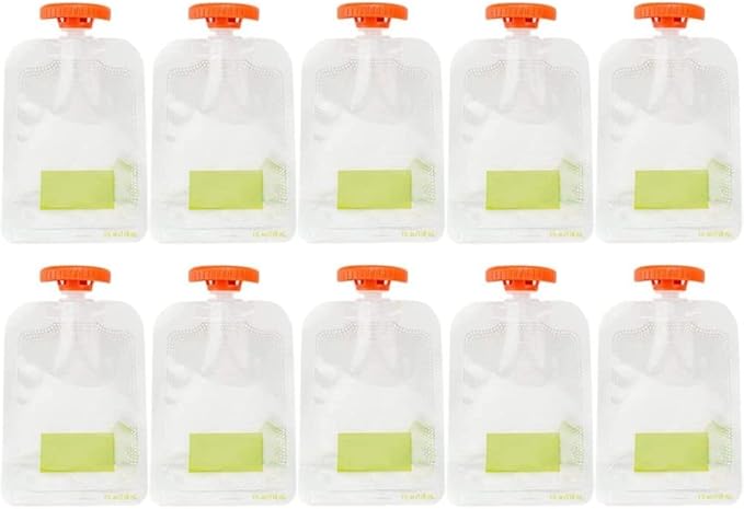 10PCS Disposable Squeeze Pouches, Baby Food Storage Weaning Puree Squeeze Pouch Bags Toddler Kids Squeezable Pouch, Baby Food Bag Storage, Easy to Fill with Puree for Weaning Babies