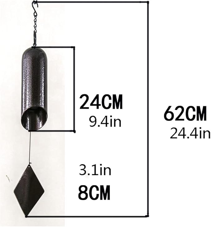 Wind Chime Aeolian bells Wind Chimes Outdoor Meditation Handmade Cylindrical Metal Cast Iron Monotube Bronze Bell Pendant for Courtyard Eaves Shop Pendant Doorbell Wind Chimes for Outside Memorial Win