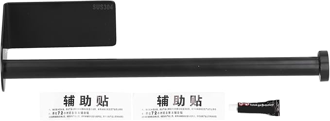 Kitchen Paper Towel Holder, Punch-, Easy to Install Wall Mounted Toilet Paper Holder (Long Black)