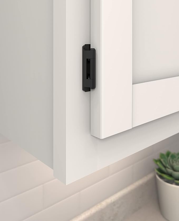 Amerock Cabinet Hinge 12 inch (13 mm) Overlay Hinge Matte Black 2 Pack Self-Closing Hinge Partial Wrap Hinge Cabinet Door Hinge
