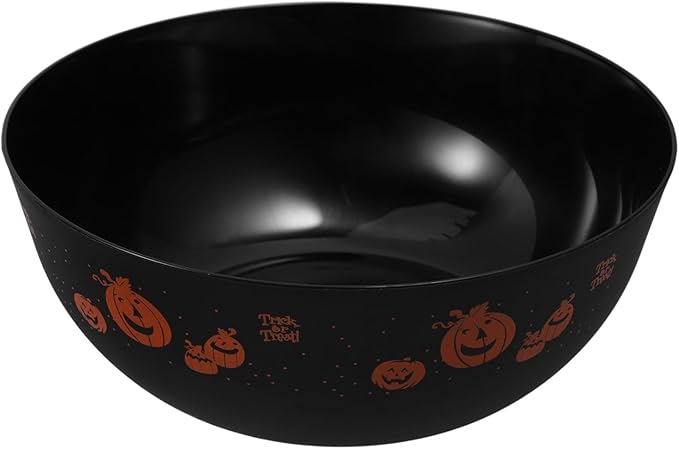 Cabilock Halloween Candy Bowl Halloween Plastic Trick Treat Candy Bowl Halloween Party Plastic Serving Bowl Tableware Halloween Candy Holder Black