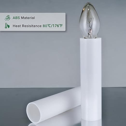 3.5 Inch Tall White Plastic Candle Covers Sleeves,Chandelier Socket Sleeves,Candelabra Base E12 Socket Covers Set of 6 (3.5 inches high 6pcs)