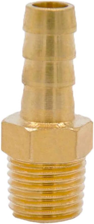 YOUHO Air Hose Fittings Brass Hose Fitting, Adapter, 14" Barb x 14" NPT Male Pipe(5 PCS)