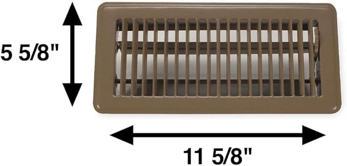 Rocky Mountain Goods Floor Register Vent for 4-Inch by 10-Inch Vent Openings (Item Dimensions 11.5 x 5.5") - Easy Adjust Air Supply Lever - Premium Finish - Heavy Duty to Allow Walk on use (Brown)