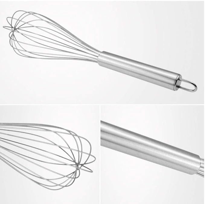 Silicone Whisk, 1 Pack Colorful Mini Silicone Stainless Steel Whisks for Cooking, Kitchen Egg Beater for Blending Stirring Baking Beating 10 INCH