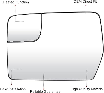 Left Driver Side View Heated Mirror Glass for 2011 2012 2013 2014 Ford F150, Replace BL3Z-17K707-E