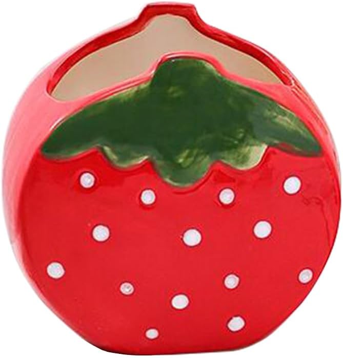 Pencil Holder, Ceramic Strawberry Pen Dispensers, Makeup Brush Holder, Table Organizer