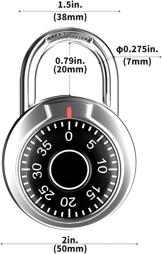 FIGODE Locker Lock, 2 in. Combination Lock, Keyless Padlock for Gym and School Lockers, Black Dial Lock, 2 Pack