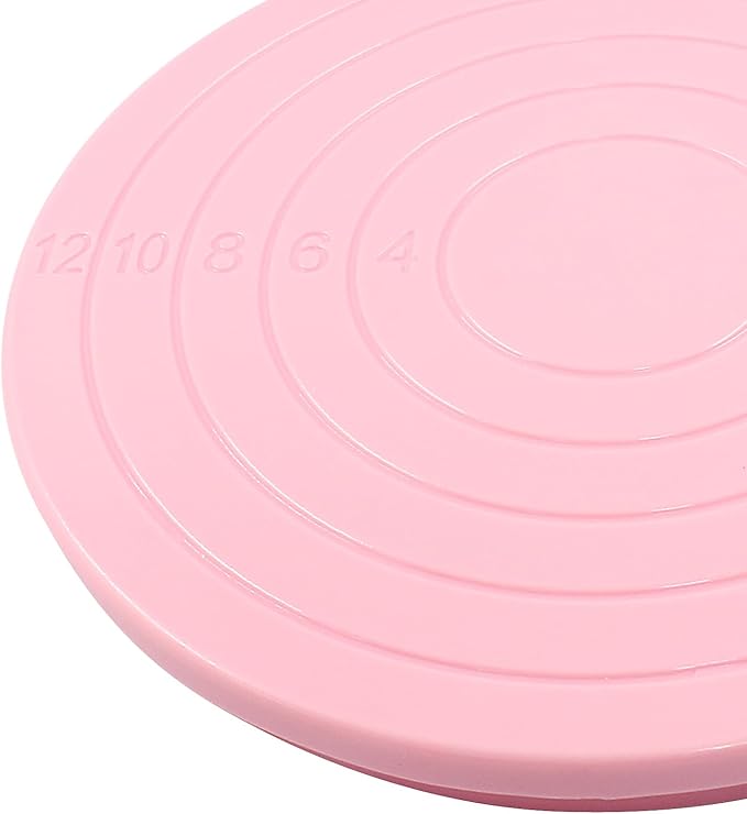 2 Pcs Cake Decorating Turntable - 5.5 Inch Revolving Cake Stand - Cookie Decorating Swivel Stand for Kitchen Cake Baking - Pink