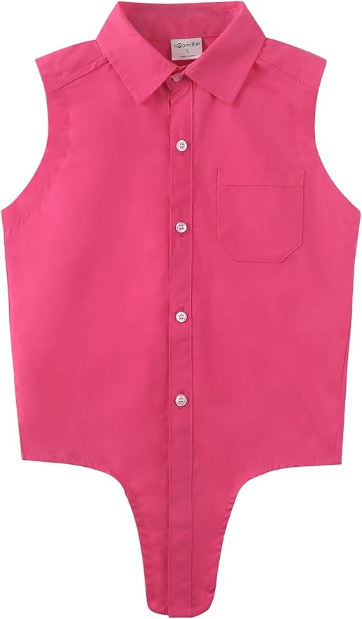 Noomelfish Girls Sleeveless Button Down Shirt Tie Knot Blouse Tank Tops (5-12 Years)